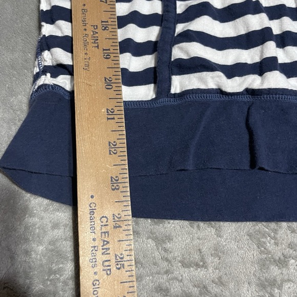Y2K American Eagle Top Womens Large Navy White Striped Hooded Kangaroo Pocket - Picture 2 of 6